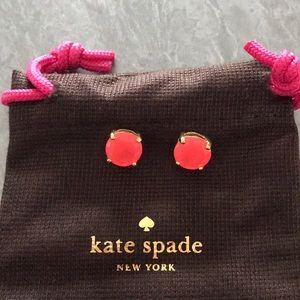 Kate Spade Pink Coral Gum Drop 24k Gold Earrings
